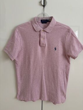 Polo by Ralph Lauren Pink Polo Shirt with Navy Logo Small